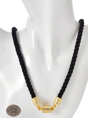 KIIRKS FOLLY MYSTIC CORD Black GOLDTONE 30" Magnetic Interchangeable Necklace